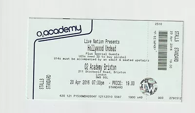 Hollywood Undead Used Concert Ticket London 2016 • £2.50