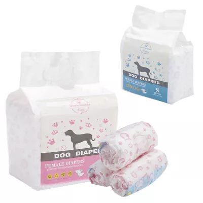 Disposable Dog Nappies Leak Proof Puppy Wrap Dog Sanitary Diaper Females Males • £7.45