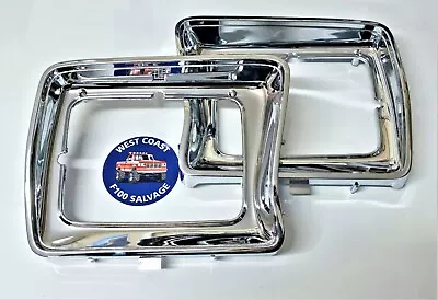 Ford F100 Chrome Head Light Surrounds Pair Square N Grille F250 F350 78-80 • $169.90