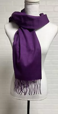 NEW Enzo Mantovani Purple 100% Cashmere Fringe Scarf Soft! • $35