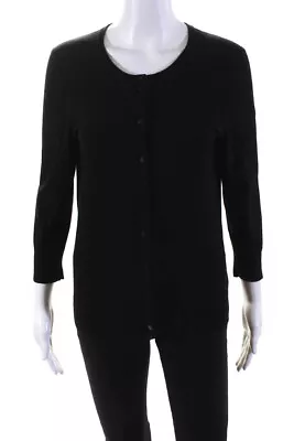 Ellen Tracy Womens Button Front Long Sleeve Cardigan Sweater Black Size Small • $2.99