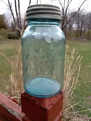 1ea -  Vintage Blue Ball  Mason 7  Quart Farm House Canning Jar W/ Zinc Lid • $9.89