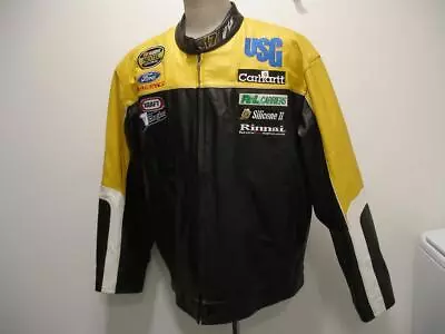 Men's XL Wilsons Leather Nascar Matt Kenseth DeWalt Jacket Racing Yellow Black • $99.99