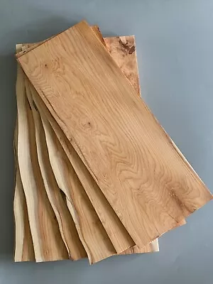 1×Solid Yew Wood Sheet/wood Sheets 340/400mm X 300 To 410mm X 4/5mm Bookmatched • £16