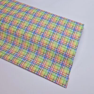 Rainbow Check Cotton Fabric Bright Multicolour Pride Craft  Dressmaking Material • £5.80