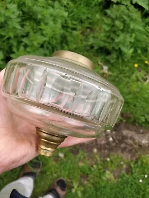 Antique Clear Cut Glass Oil Lamp Font 6 1/4  Wide Perfect No Damage • £32