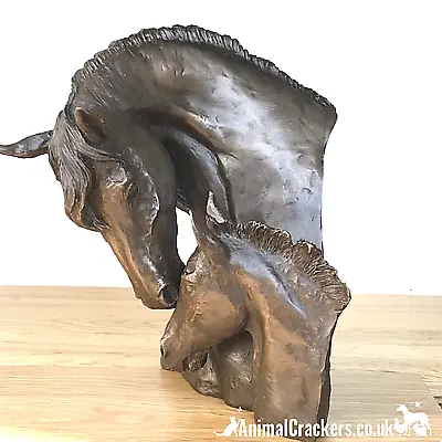 £58.95 • Buy David Geenty Bronze Mare & Foal Heads Sculpture Ornament Horse Pony Lover Gift 