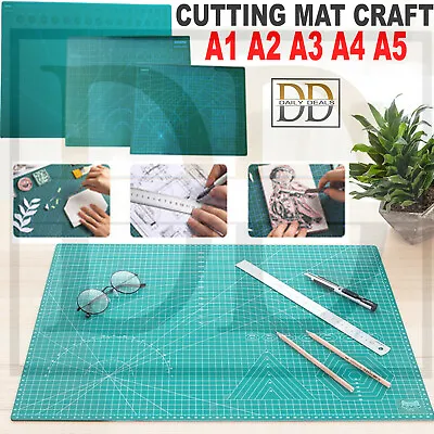 A1 A2 A3 A4 A5 Cutting Mat Self Healing Printed Grid Craft Board Lines • £9.30