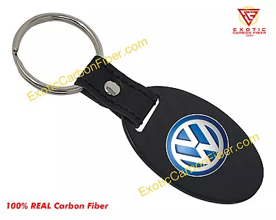 Volkswagen Logo And Silver Text Carbon Fiber Key Fob 2x2 Gloss REAL!! • $24.99