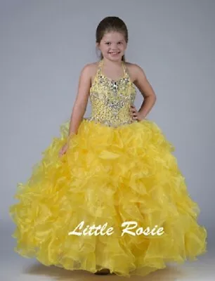 NEW Little Rosie Girls Long National Level Pageant Dress LR2084 Yellow 10 $600 • $337.50