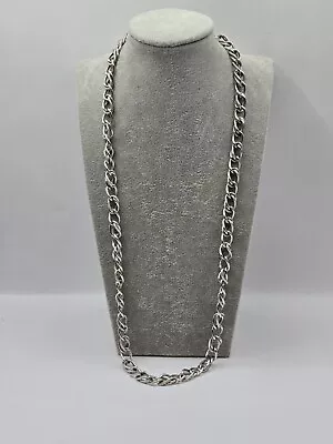 Vintage Monet Signed Silver-tone Link Chain Necklace 24  Long • $8