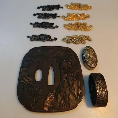 Set Of 11 Antique Edo Era Sword Parts Tsuba Kashira Menuki Fuchi Dragon Lion • $693