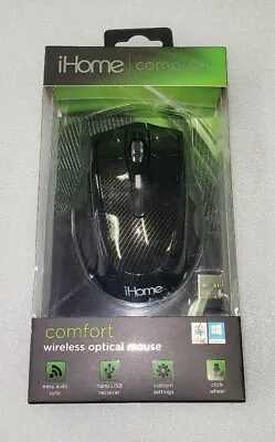 IHome Comfort Wireless Optical Mouse For Mac Or PC Click Wheel Carbon IH-M391C • $10