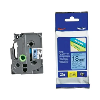 $71.35 • Buy Brother TZe-541 18mm X 8m Black On Blue Tape - For Use In Brother Printer