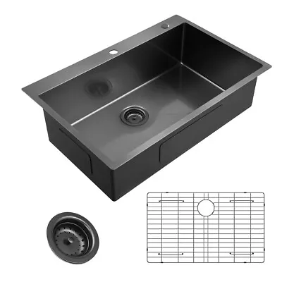 33 X22 X9  Drop In Kitchen Sink Gunmetal Black Stainless Steel Kitchen Sink • $269