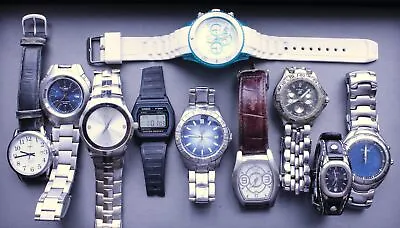 Lot Of (10) Quartz Watches Casio Fossil Timex AS IS NEEDS TLC • $49.99
