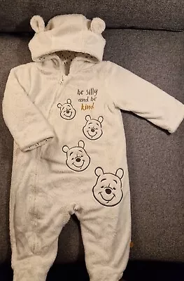 Disney Baby Unisex Snowsuit 3-6 Months Winnie The Pooh Fleece Pramsuit Girl Boy • £4