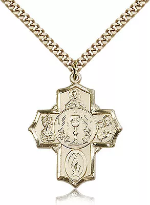 Gold Filled Four Way Cross Necklace For Men On 24 Chain - 30 Day Money Back ... • $229.50