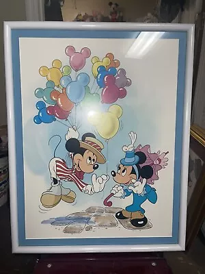 Walt Disney Productions Mickey Mouse Minnie Mouse Framed Print Balloons 24 X 18 • $44.99