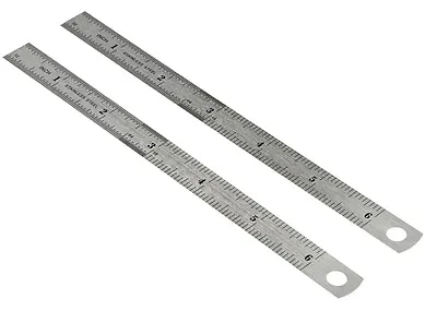 2pc 6  Double Sided Metal Steel Measuring Ruler SAE & METRIC Scale 1/2  Wide • $6.99
