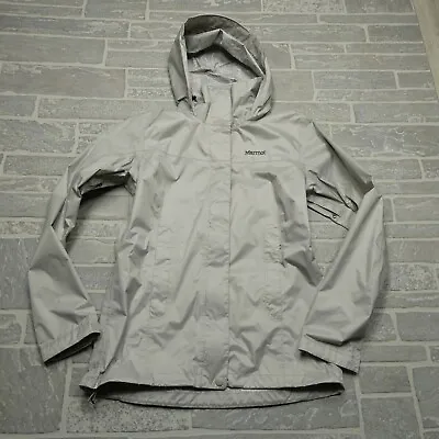 MARMOT Rain Jacket Womens M PreCip Eco Hooded Gray Light Weight Water Proof • $47.44