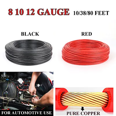 $12.99 • Buy Automotive 8 Ga 10 Gauge 12 AWG Power Wire Pure Copper Car Home Amp Wiring Lot