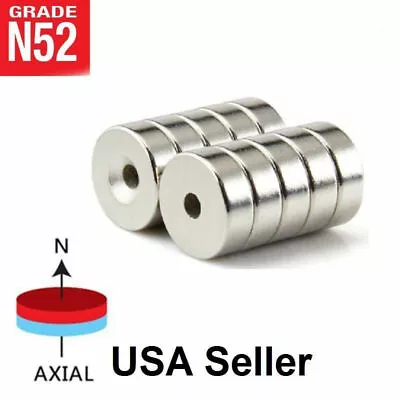 25 50 Strong Countersunk Ring Magnets 15 X 4mm Hole 4mm Rare Earth Neodymium N52 • $38.99