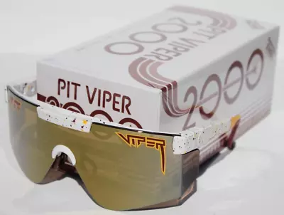 PIT VIPER The District 2000s Sunglasses White Burgundy/Gold Wrap NEW • $79.95