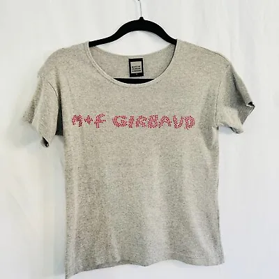 VtG 90's Marithe Francois Girbaud  T Shirt Baby Tee Gray Studded Pink Sz S Y2K • $35