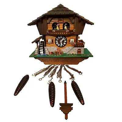 Cuckoo Clock Barry & Puppies Cuendet Weggiserlied Swiss Music Movement Vintage • $699