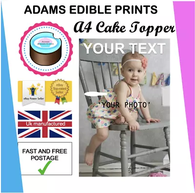 YOUR OWN EDIBLE PHOTO CAKE TOPPER A4 ANY Images Quality ICING Or WAFER • £5.79