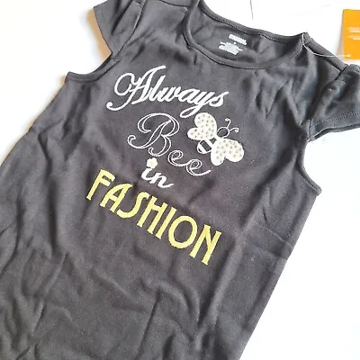 Gymboree Girls 7 Bee Chic Always Be In Fashion Black Tee Shirt NWT • $14.90