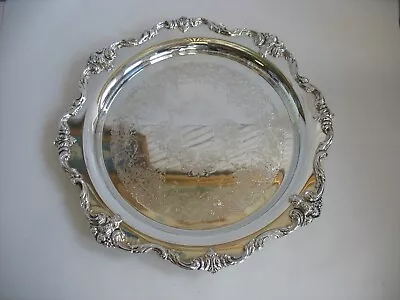 Vtg Webster Wilcox Du Barry Silver Plate Round Scalloped Tray 14  Model 5772 • $48.66