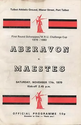 Nov 79 ABERAVON V MAESTEG Schweppes Welsh Cup  • £4