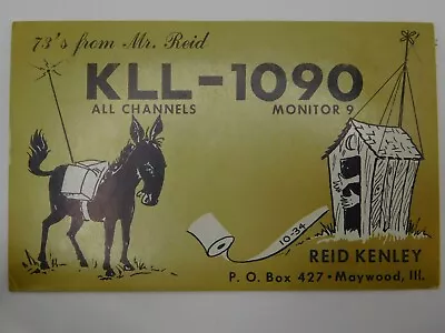 Vintage Amateur Ham Radio QSL QSO Postcard Card - KLL-1090 - Donkey & Outhouse • $9.45