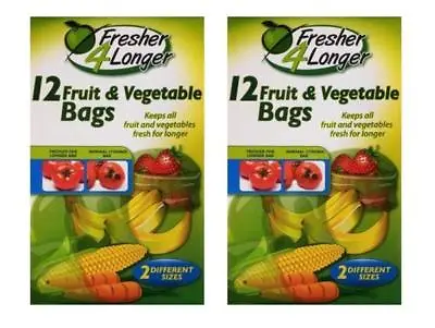 2 Fruit & Vegetable Bags Fresher 4 Longer 2 Different Sized Bags Sealapack X 12  • £5.99