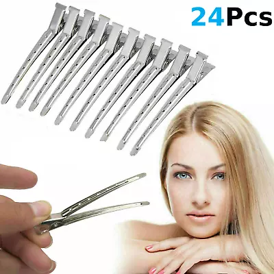 24 X Metal Hair Sectioning Clips Sprung Strong Grip Hairdressing Hair Clip • £5.49