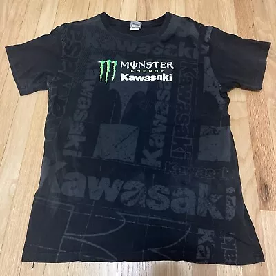 Kawasaki Monster Energy Racing Short Sleeve T-Shirt Size Medium Black Vintage • $30