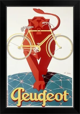 Peugeot Bicycle Lion Vintage Poster Black Framed Wall Art Print Bicycling • $99.99