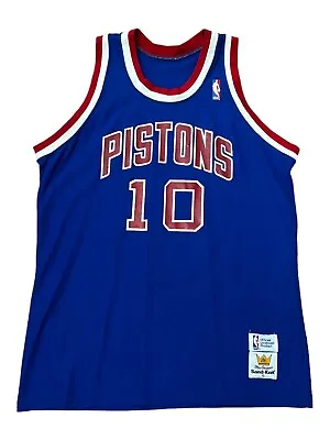 Vintage 80s MacGregor Sand Knit NBA Detroit Pistons #10 Densmore Jersey Size L • $34.99