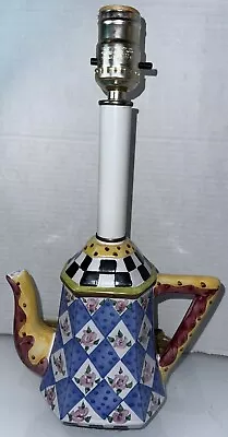 Milson & Louis Hand Painted Checkered Teapot Lamp Whimsical • $25