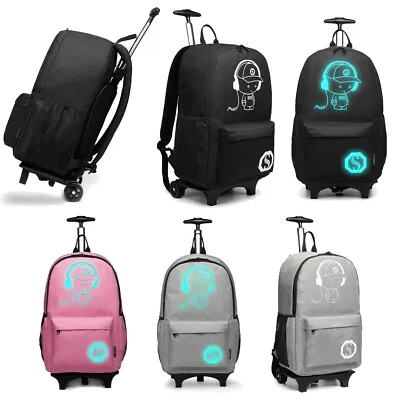 Trolly Cabin Bag Children's 25L Laptop Backpacks Luminous Rucksack With Wheels  • £16.99