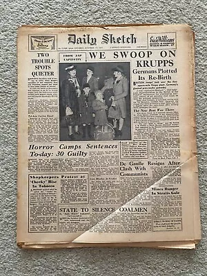 Daily Sketch Newspaper 1945 November 17th Krupps Belsen Auschwitz ORIGINAL • £12