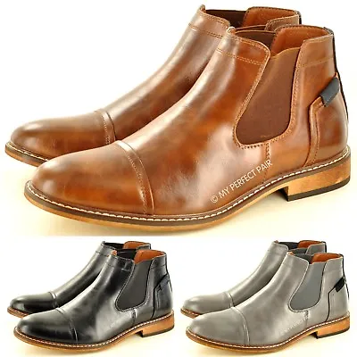 Mens Chelsea Boots Italian Style Pointed Toe Slip On Ankle Boots UK Sizes 7-12 • £34.99