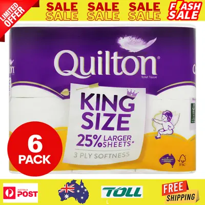 Quilton King Size Toilet Paper Rolls 6pk • $8.88