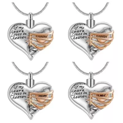 Family Heart Cremation Jewellery Ashes Urn Pendant Keepsake Memorial Necklace • $16.99