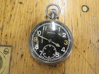 Helvetia Black Face Military Pocket Watch --working-- • £10.50