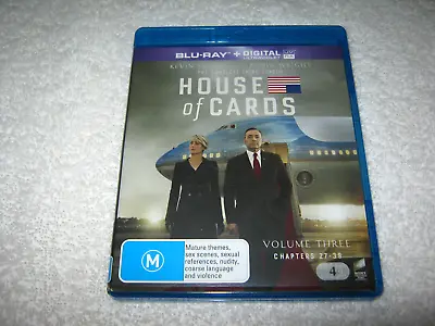 $10.95 • Buy House Of Cards - Season 3 - Kevin Spacey - Blu-Ray VGC - Region B