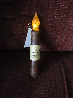 LED Burnt Mustard 6  TIMER Battery Operated Taper Candle Farmhouse Rustic NEW • $9.95