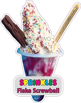 Ice Cream Van Sticker Sprinkles Screwball Sugar Strands & Flake Ice Cream Decals • £3.95